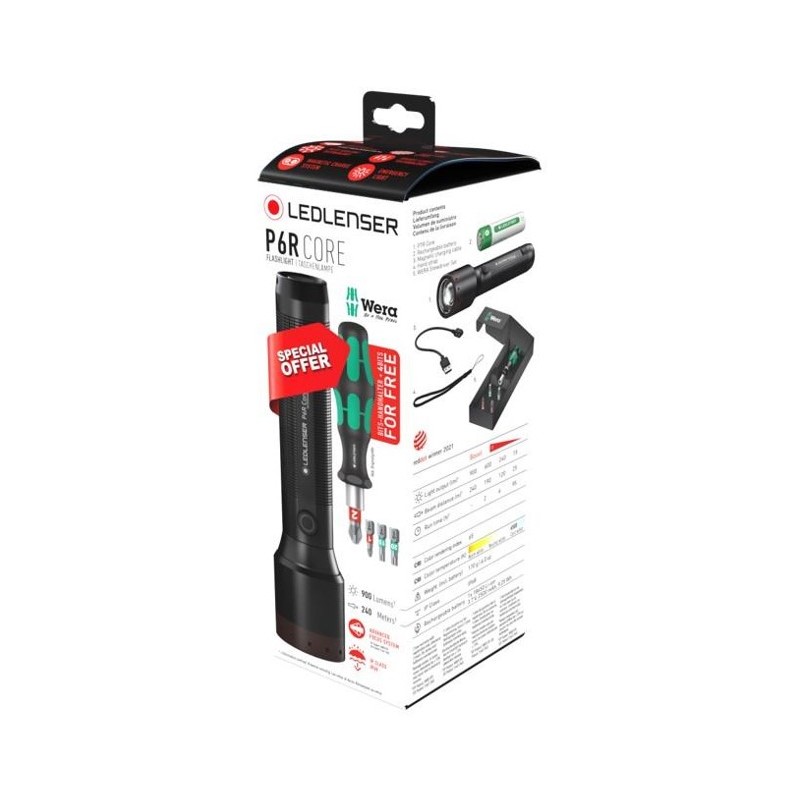 SVETILKA LEDLENSER P6R CORE, POLNILNA + KOMPLET IZVIJAČEV GRATIS